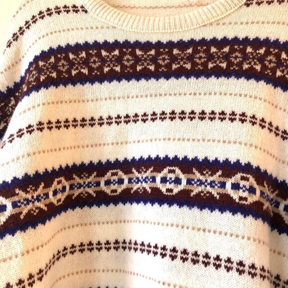 RAG & BONE Wesley Fair Isle Wool Sweater Cream\Navy L MSRP $395 - Picture 6 of 9